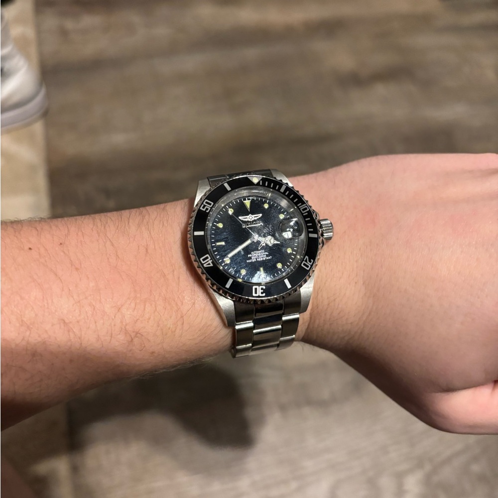 Invicta Men's Silver and Black Watch